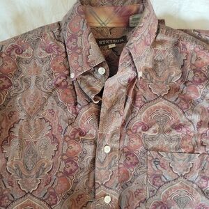 Stetson Vintage-style button-down with paisley print in Earth Tones Size Large